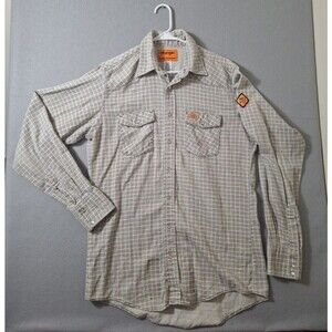 Wrangler FR Shirt Work Wear Pearl Snap Plaid Flame CAT2 2112 large tall LT